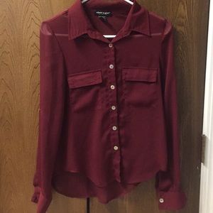 Maroon sheer top